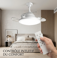 FresheuAir™ AeroLight Pro – Ventilateur Plafonnier LED Invisible avec Télécommande, Variation d’Intensité & Circulation d’Air Silencieuse