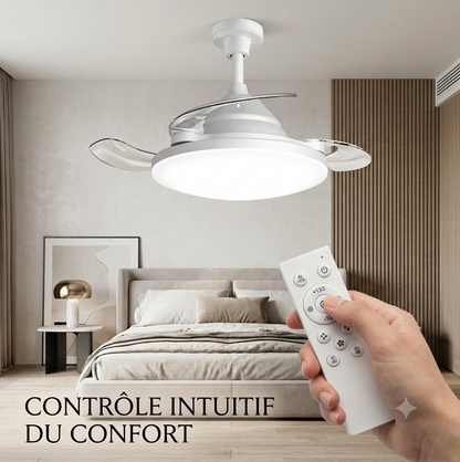 FresheuAir™ AeroLight Pro – Ventilateur Plafonnier LED Invisible avec Télécommande, Variation d’Intensité & Circulation d’Air Silencieuse