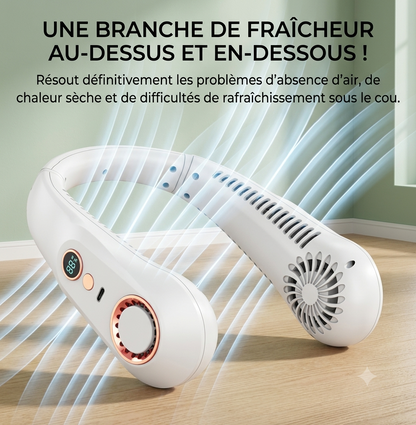 FresheuAir™ NeckBreeze Pro – Rechargeable USB Bladeless Neck Fan with Digital Display