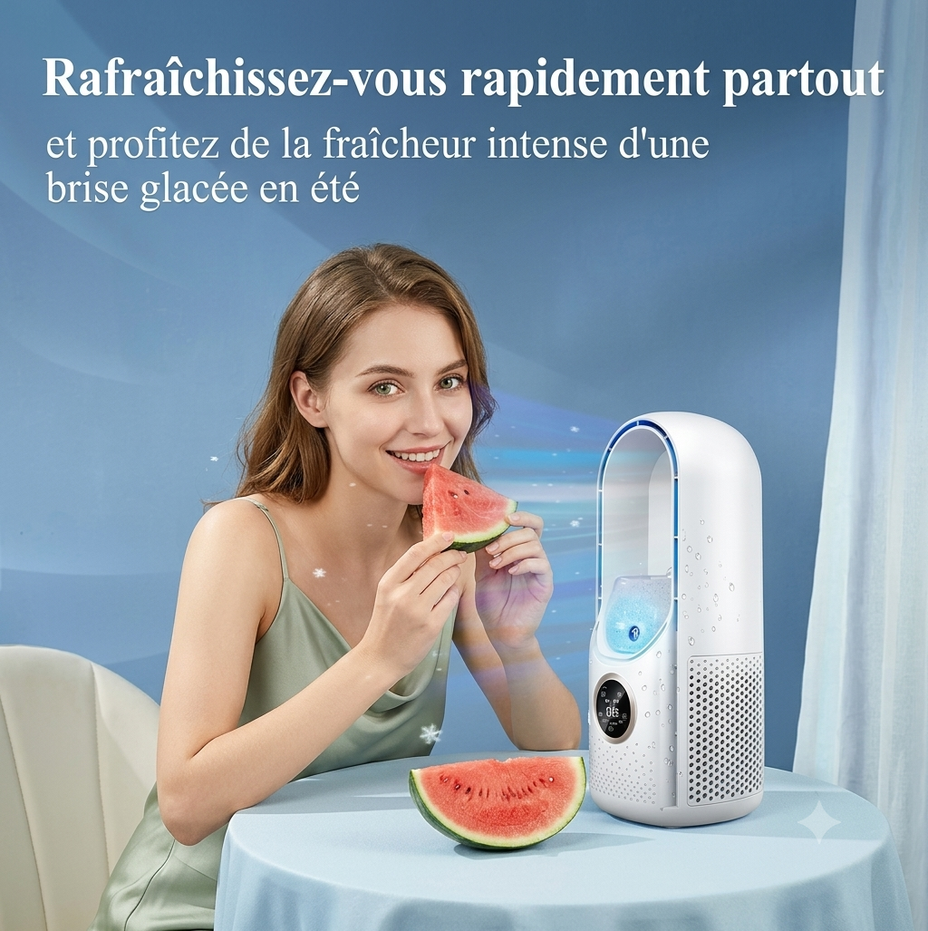FresheuAir™ CoolMist Pro – Mini Climatiseur de Bureau 3-en-1 avec Brumisateur, Ventilation Puissante & Refroidissement USB