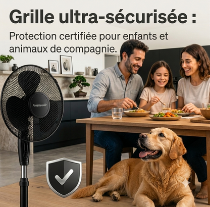 FresheuAir™ PureBreeze – Ventilateur Oscillant 90°, Hauteur Réglable 105–125 cm, 3 Vitesses, Moteur Silencieux & Économe en Énergie