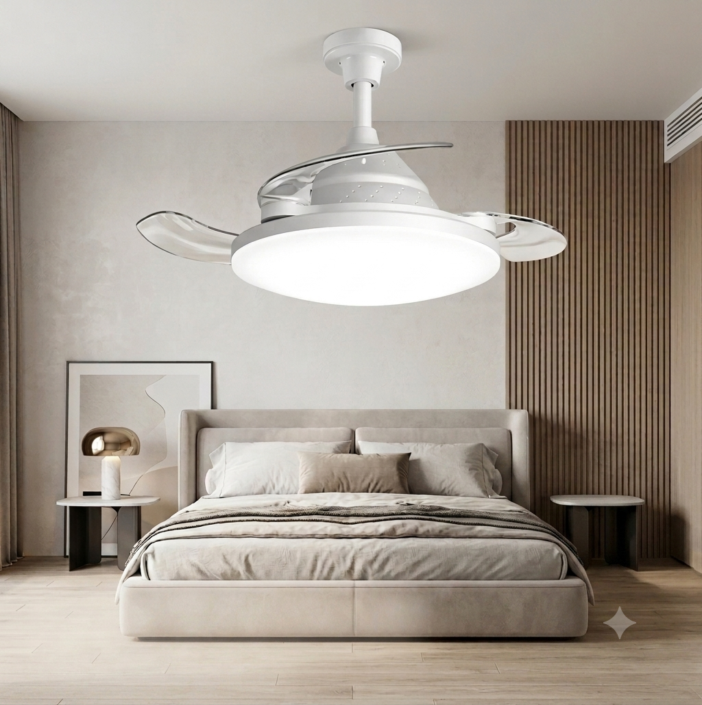 FresheuAir™ AeroLight Pro – Ventilateur Plafonnier LED Invisible avec Télécommande, Variation d’Intensité & Circulation d’Air Silencieuse