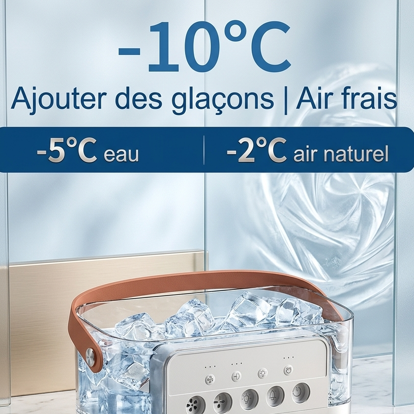 FresheuAir™ CoolCube Pro – Mini Climatiseur 3-en-1 avec Brumisateur, Réservoir 600 ml, Éclairage LED & USB-C