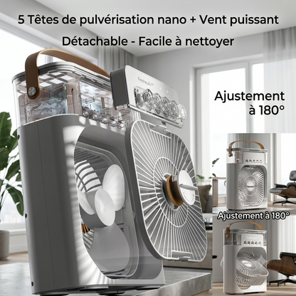 FresheuAir™ CoolCube Pro – Mini Climatiseur 3-en-1 avec Brumisateur, Réservoir 600 ml, Éclairage LED & USB-C