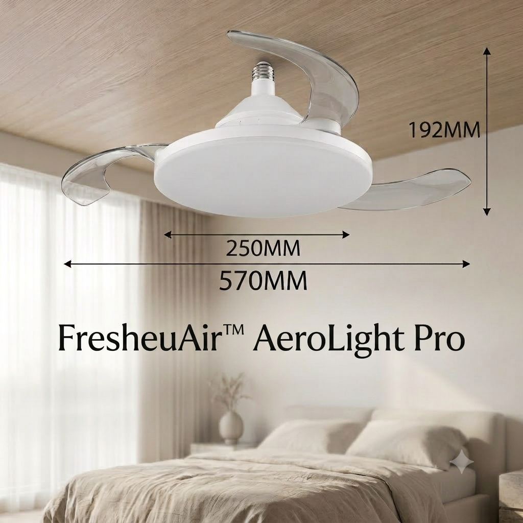 FresheuAir™ AeroLight Pro – Ventilateur Plafonnier LED Invisible avec Télécommande, Variation d’Intensité & Circulation d’Air Silencieuse
