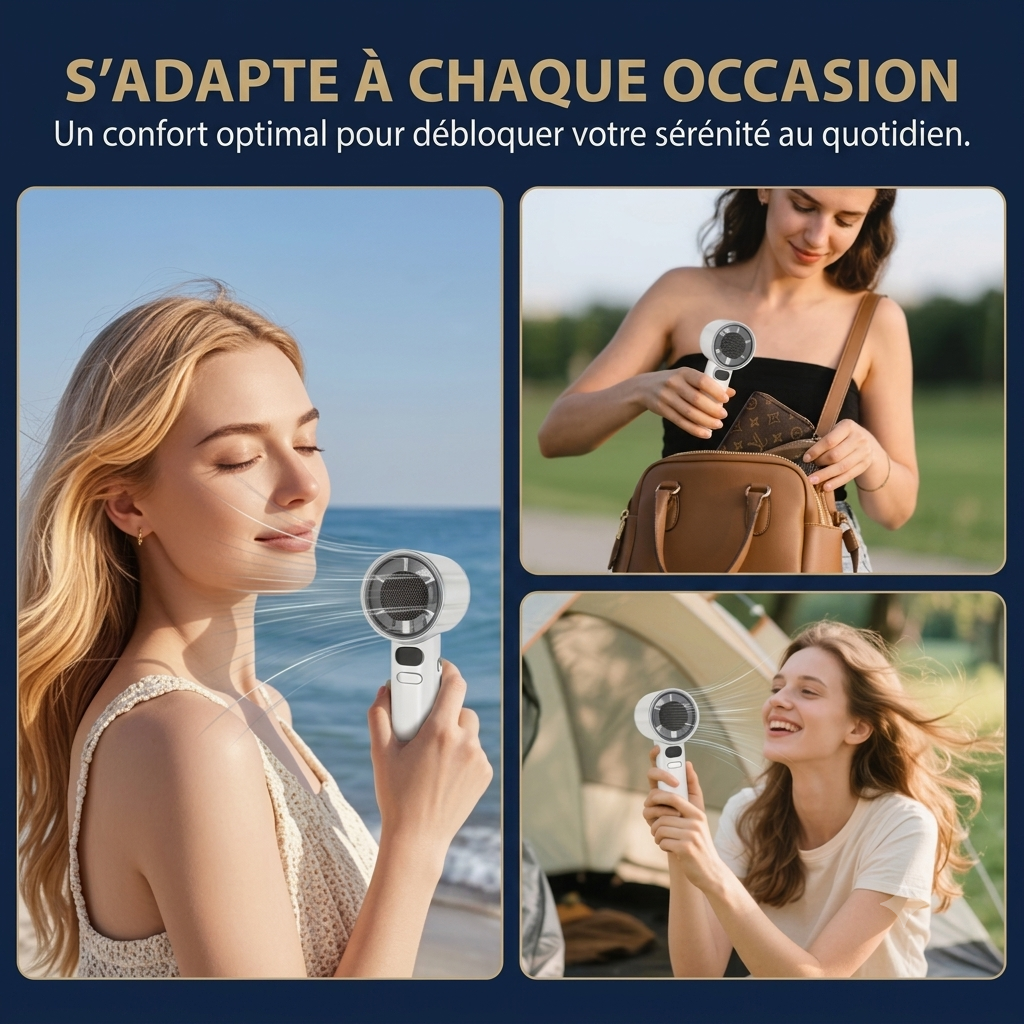 FresheuAir™ BreezeGo Mini – Ventilateur Portable USB Haute Puissance pour Voyage, Bureau & Été
