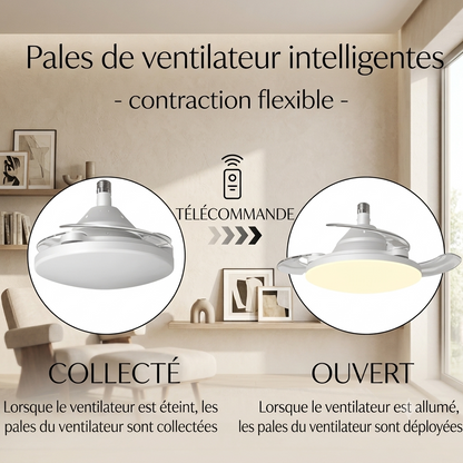 FresheuAir™ AeroLight Pro – Ventilateur Plafonnier LED Invisible avec Télécommande, Variation d’Intensité & Circulation d’Air Silencieuse