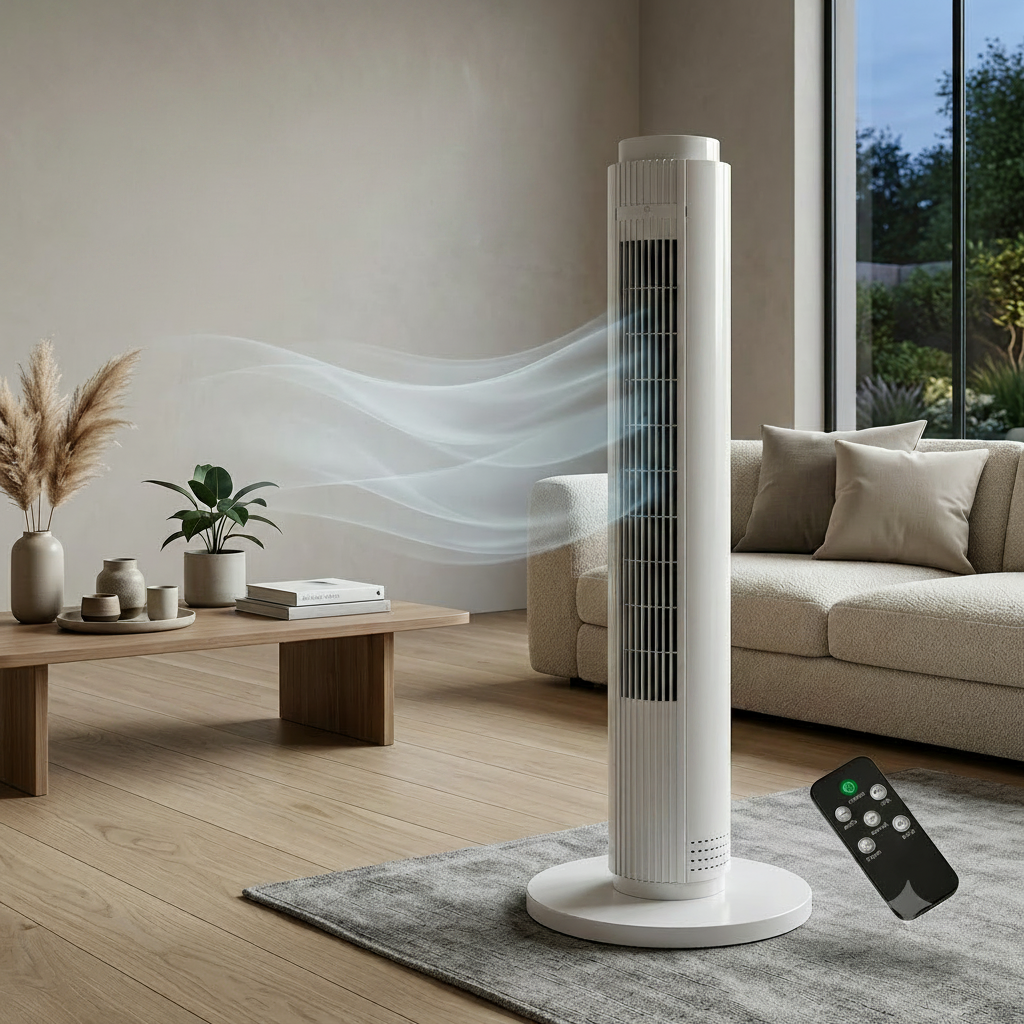 FresheuAir™ AeroTower – Ventilateur colonne sans pales 79 cm, télécommande, oscillation 90°, 3 vitesses, moteur silencieux 60W