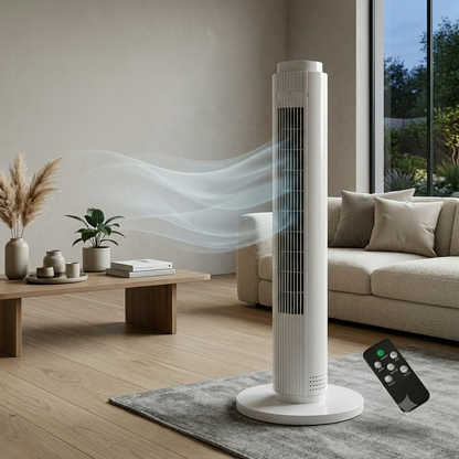 FresheuAir™ AeroTower – Ventilateur colonne sans pales 79 cm, télécommande, oscillation 90°, 3 vitesses, moteur silencieux 60W